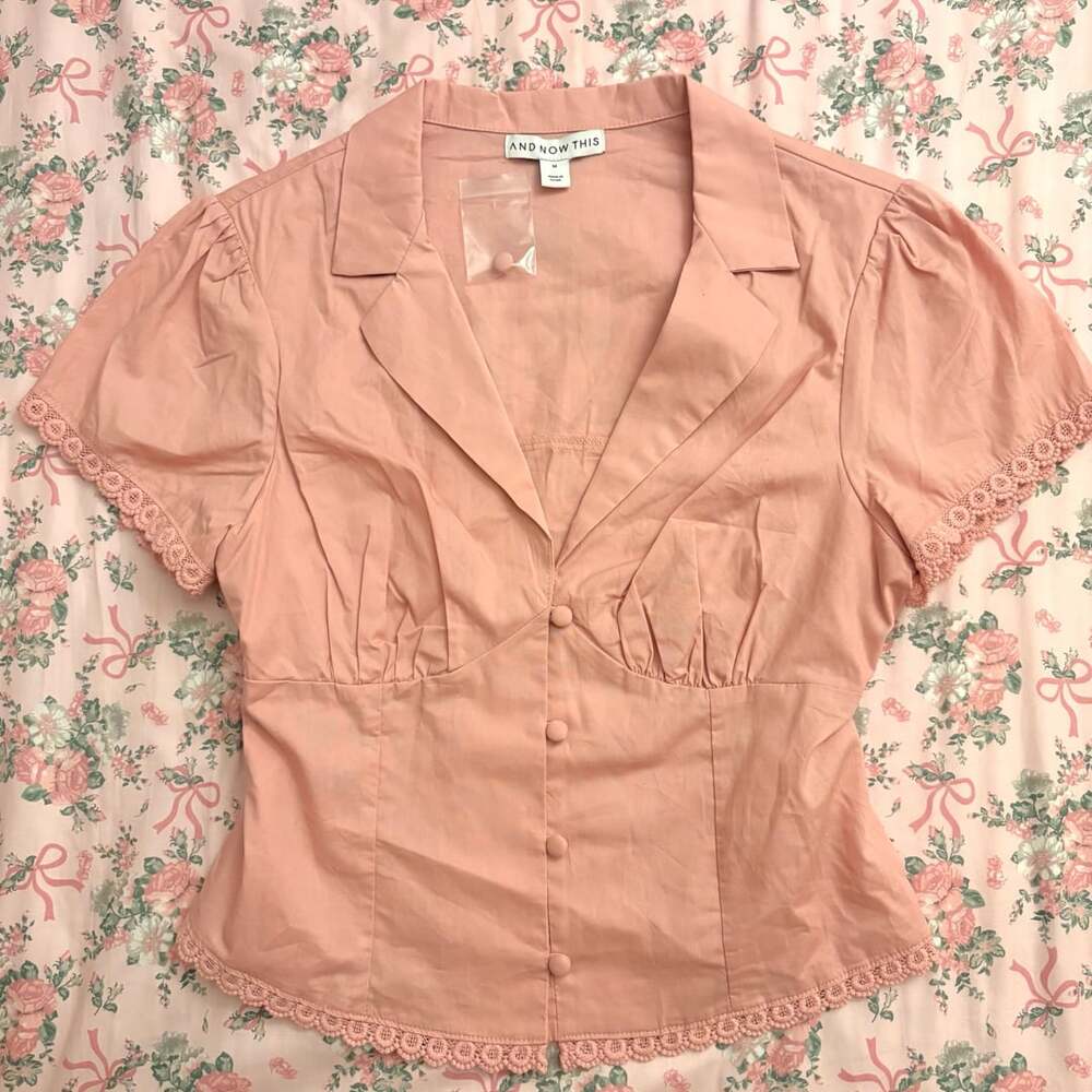 Dusty blush pink peplum blouse